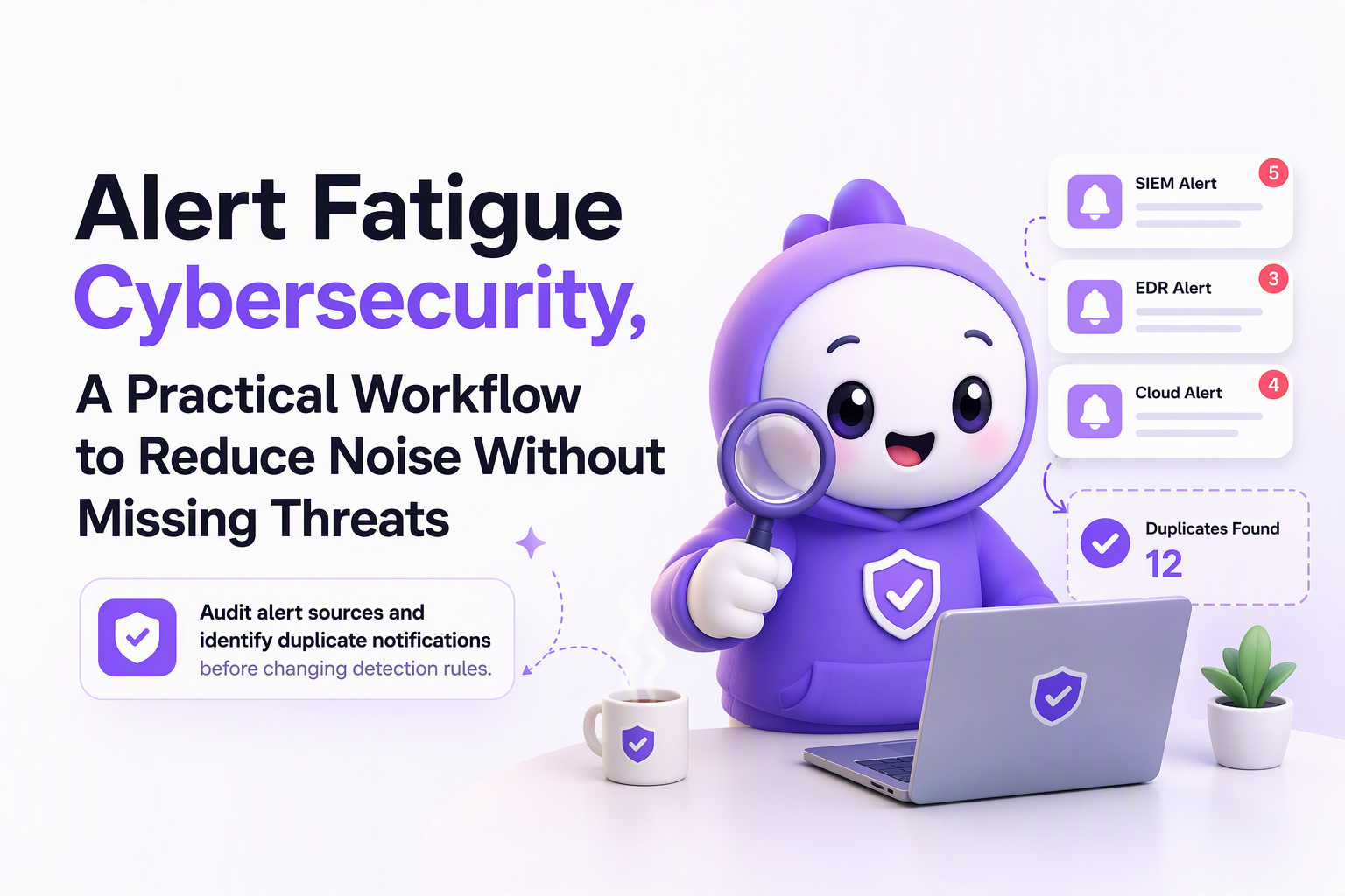 Security operations dashboard showing duplicate alerts and alert fatigue indicators