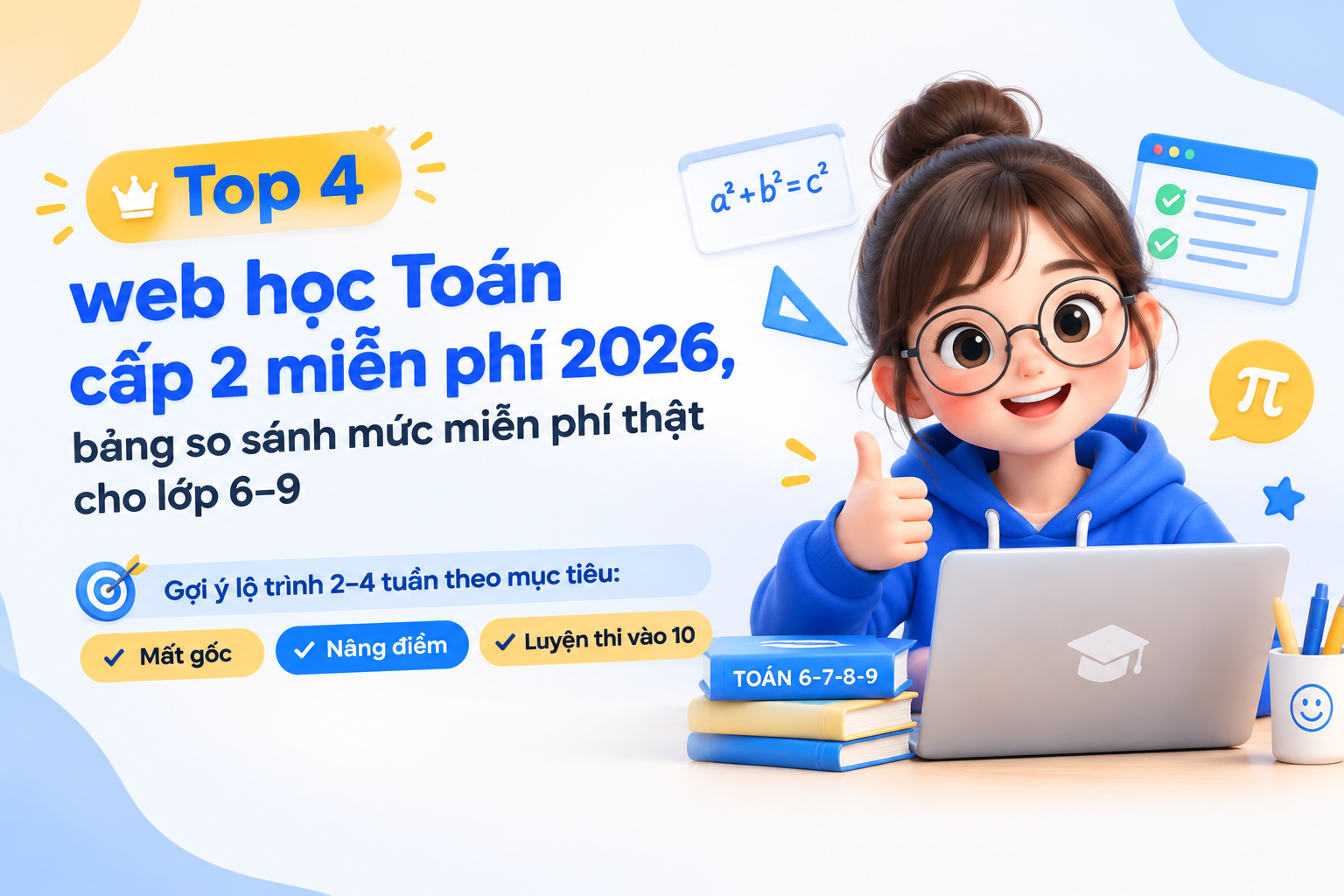 Lộ trình 2–4 tuần học Toán THCS bằng web miễn phí và luyện đều