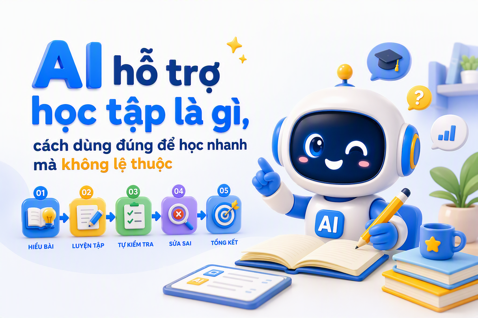 AI hỗ trợ học tập với khung 5 bước để không lệ thuộc