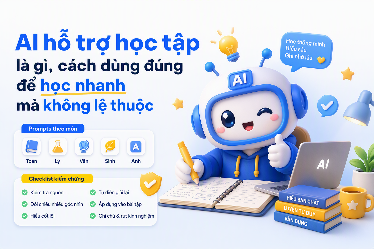 Prompt tiếng Việt và checklist dùng AI hỗ trợ học tập an toàn
