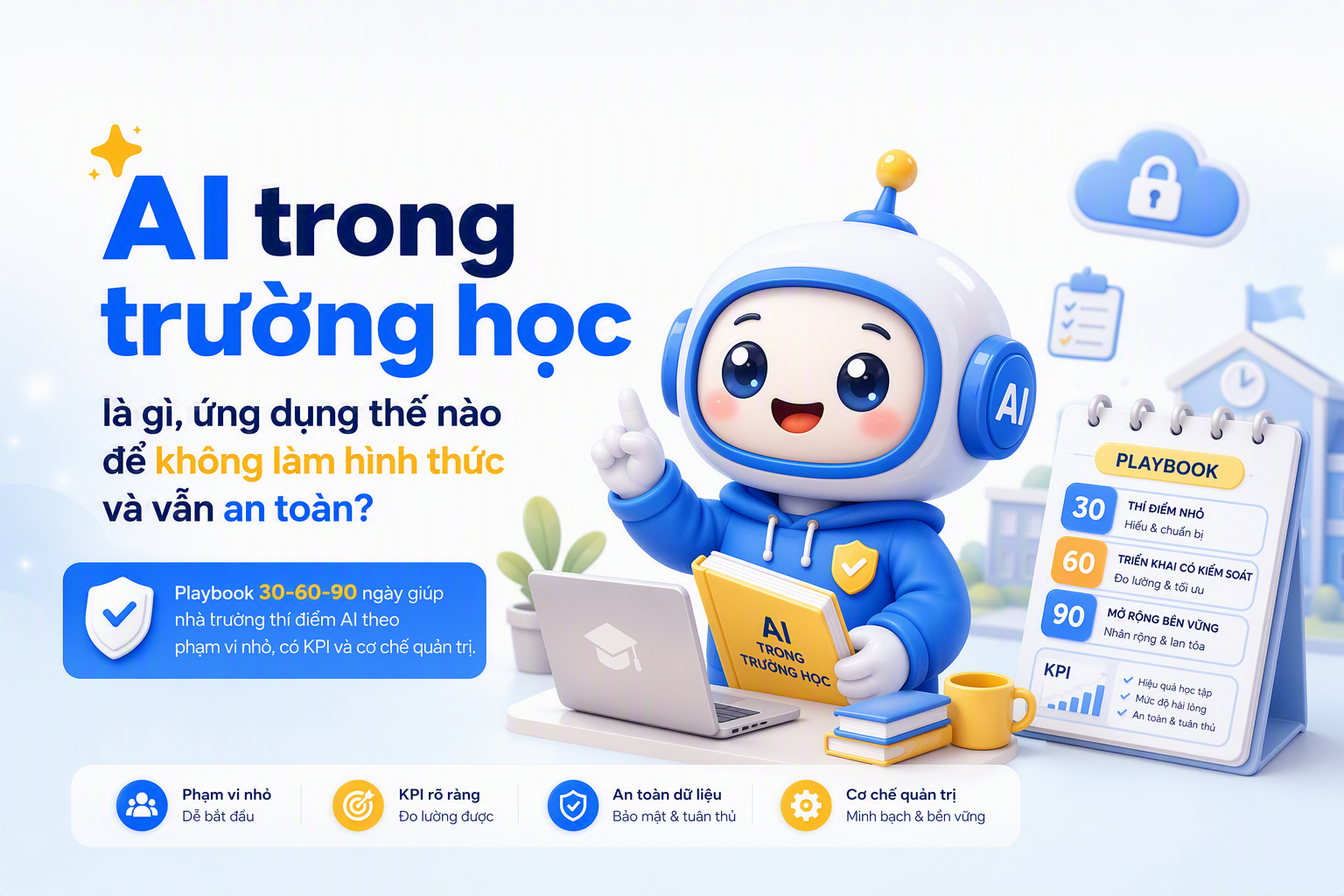 Playbook 30 60 90 ngày triển khai AI trong trường học an toàn có đo lường