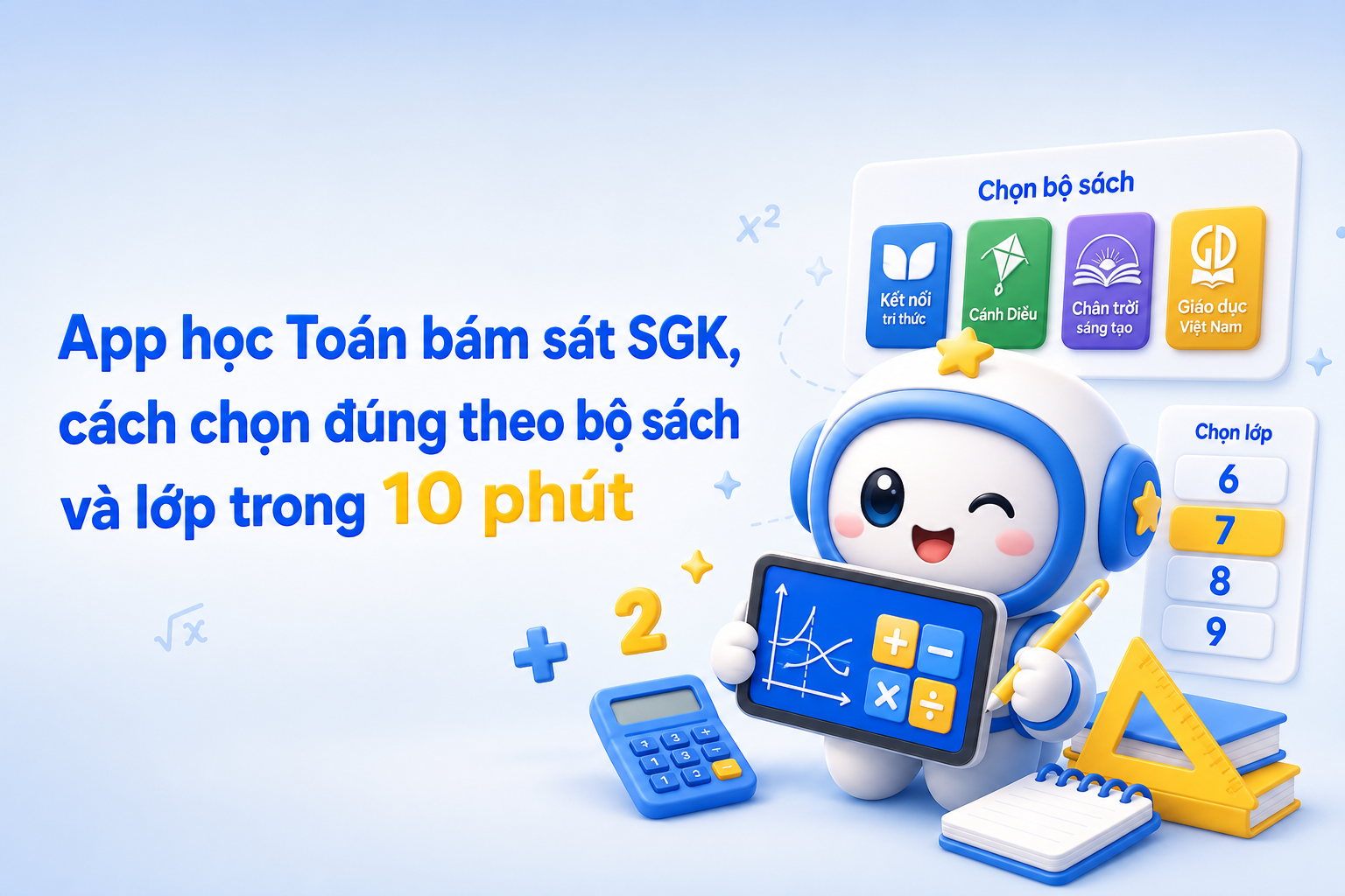 Top app học Toán bám sát SGK cho học sinh lớp 6-9