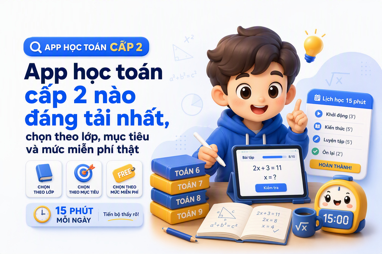 Bang chon app hoc toan cap 2 theo nhu cau va lich 15 phut