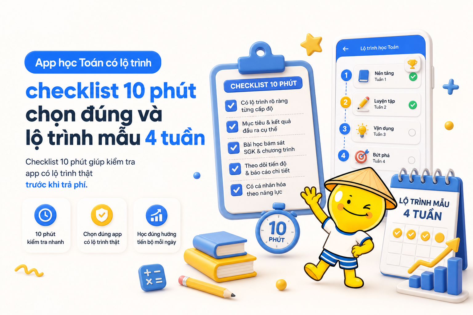 Checklist 10 phút chọn app học Toán có lộ trình phù hợp