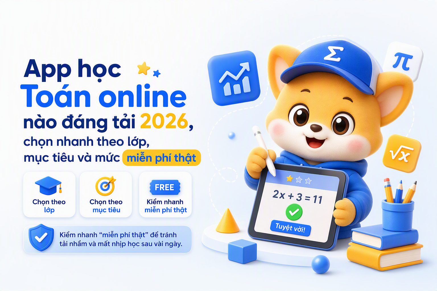 Bảng phân biệt miễn phí và trả phí khi dùng app học Toán online