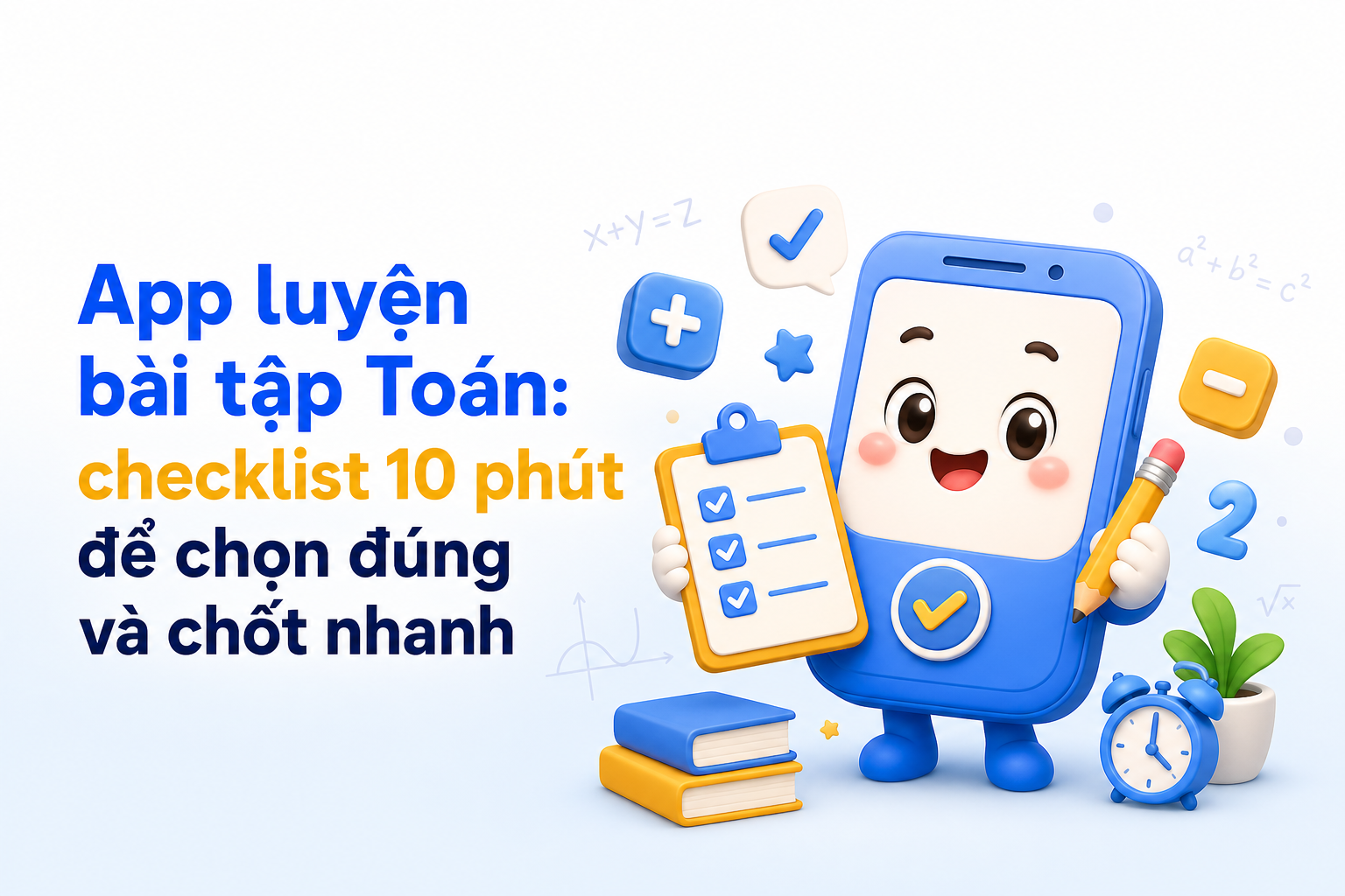 Checklist chọn app luyện bài tập Toán trong 10 phút cho lớp 6-9