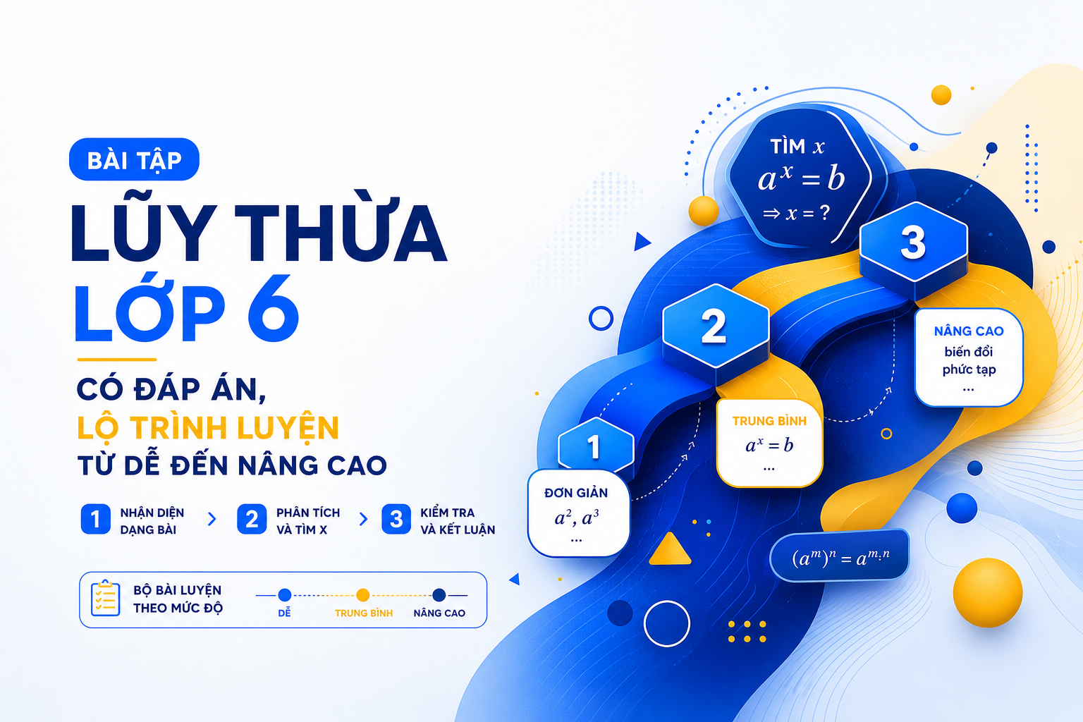 Chuyên đề tìm x trong bài tập lũy thừa lớp 6 theo 3 mức