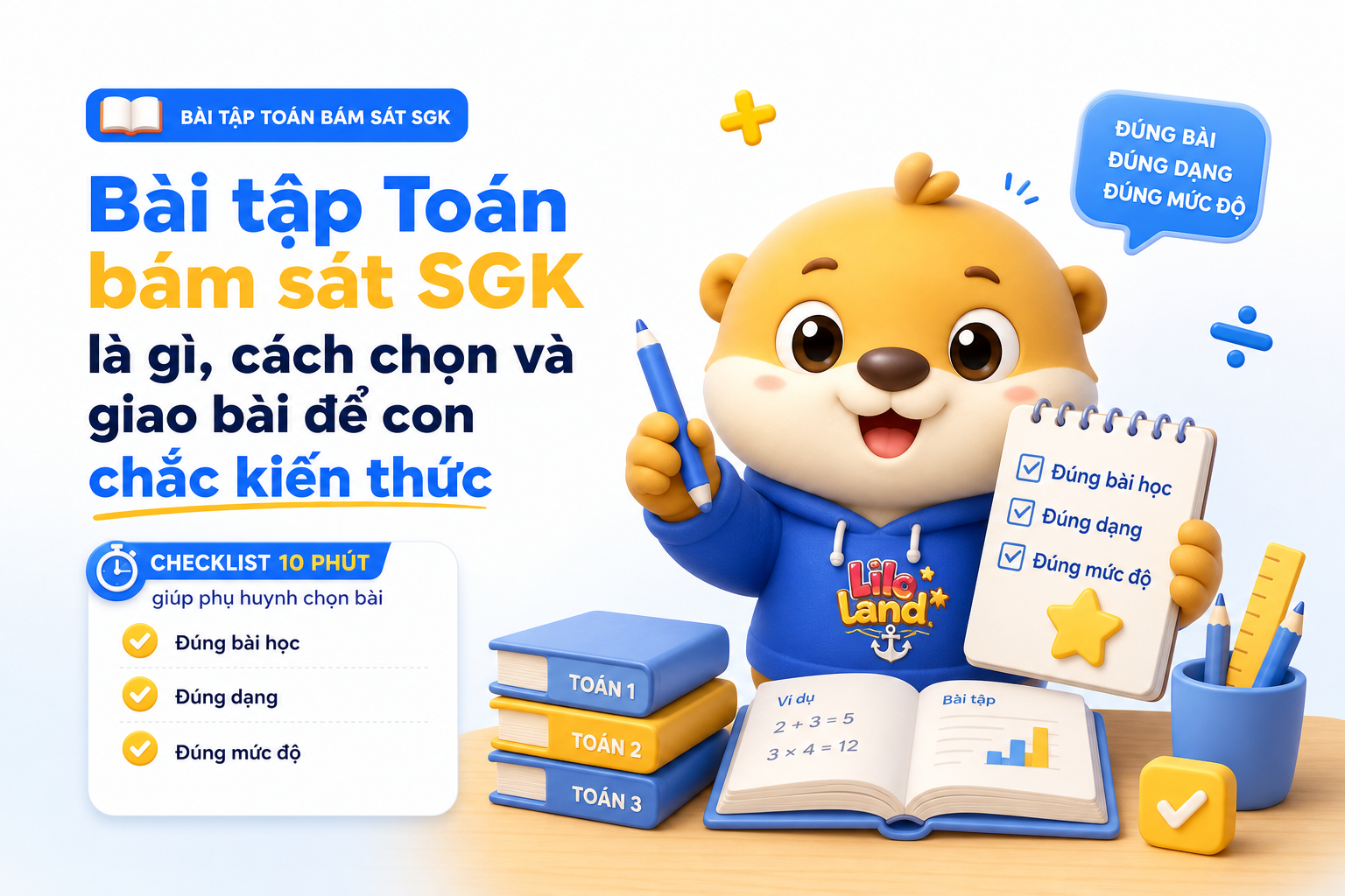 Checklist chọn bài tập Toán bám sát SGK theo từng bài học