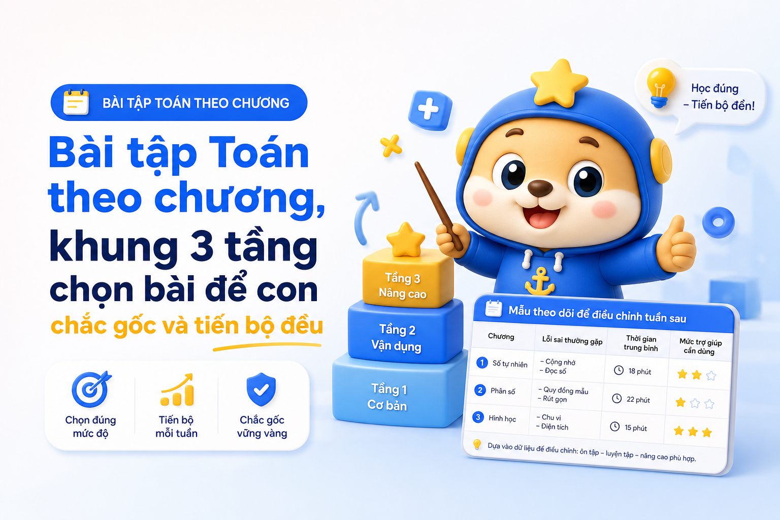 Bảng theo dõi tiến bộ theo chương với 5 chỉ số tại nhà
