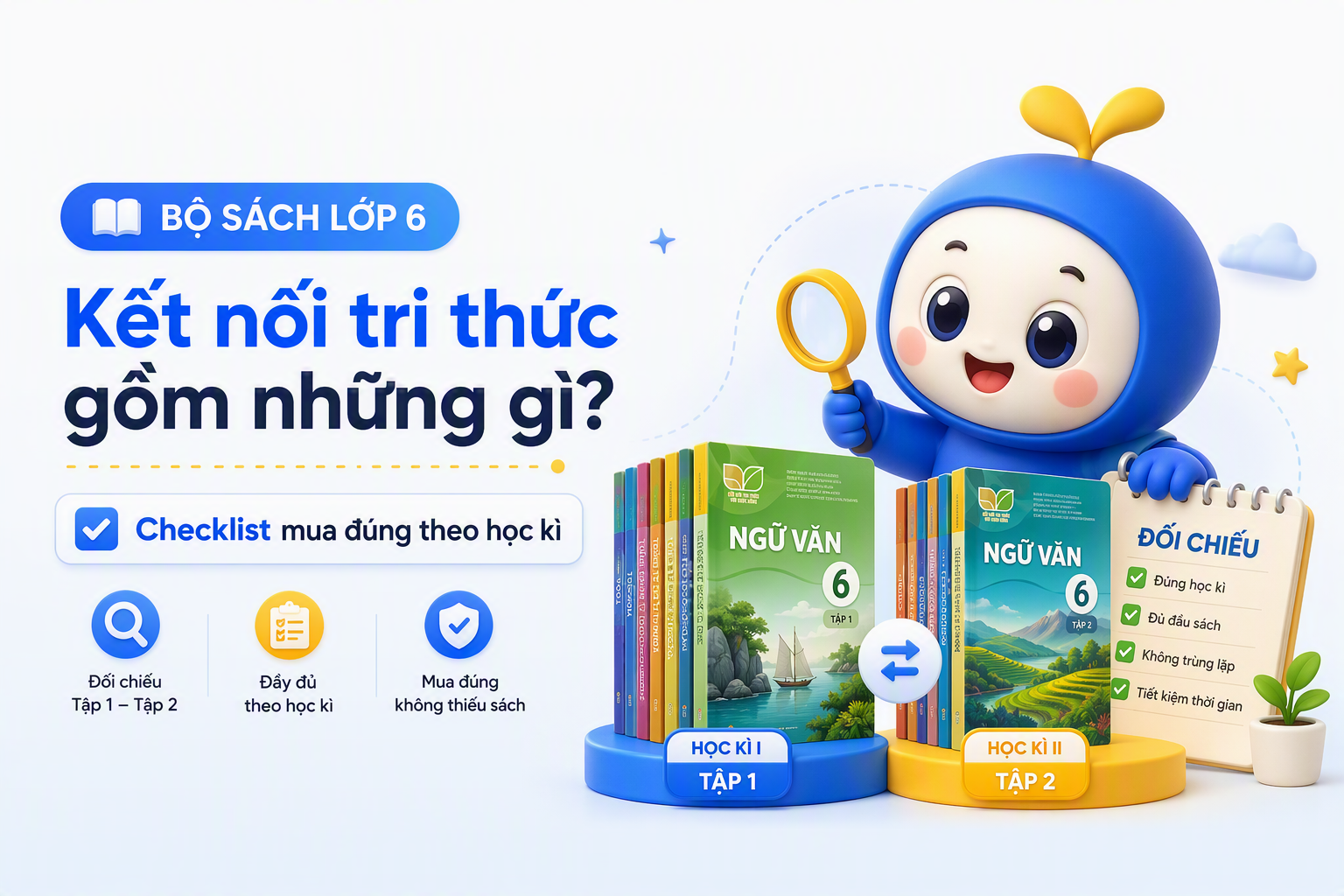 Bảng đối chiếu tập 1 tập 2 trong bộ sách lớp 6 Kết nối tri thức
