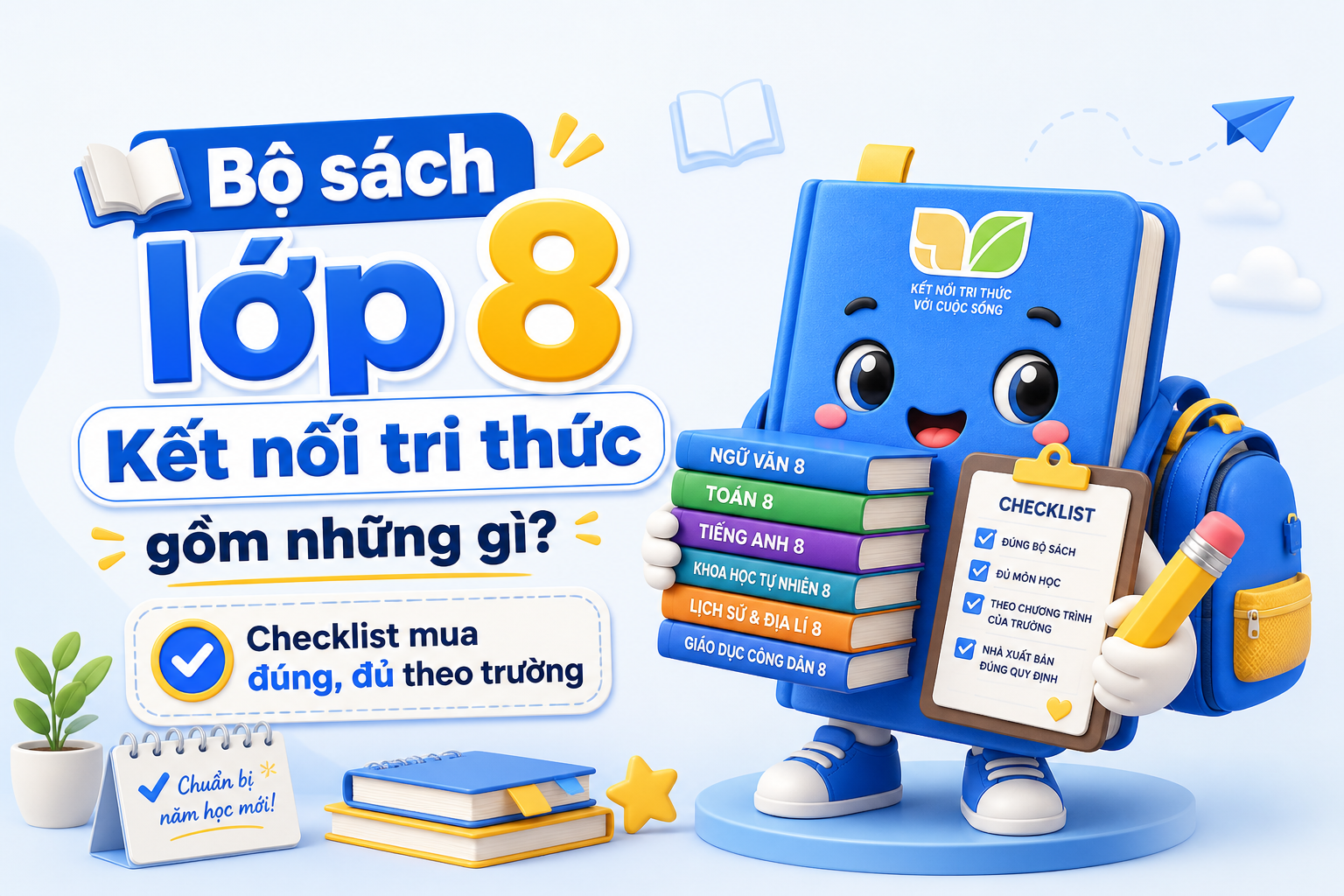 Bộ sách lớp 8 Kết nối tri thức và danh mục môn học cần mua