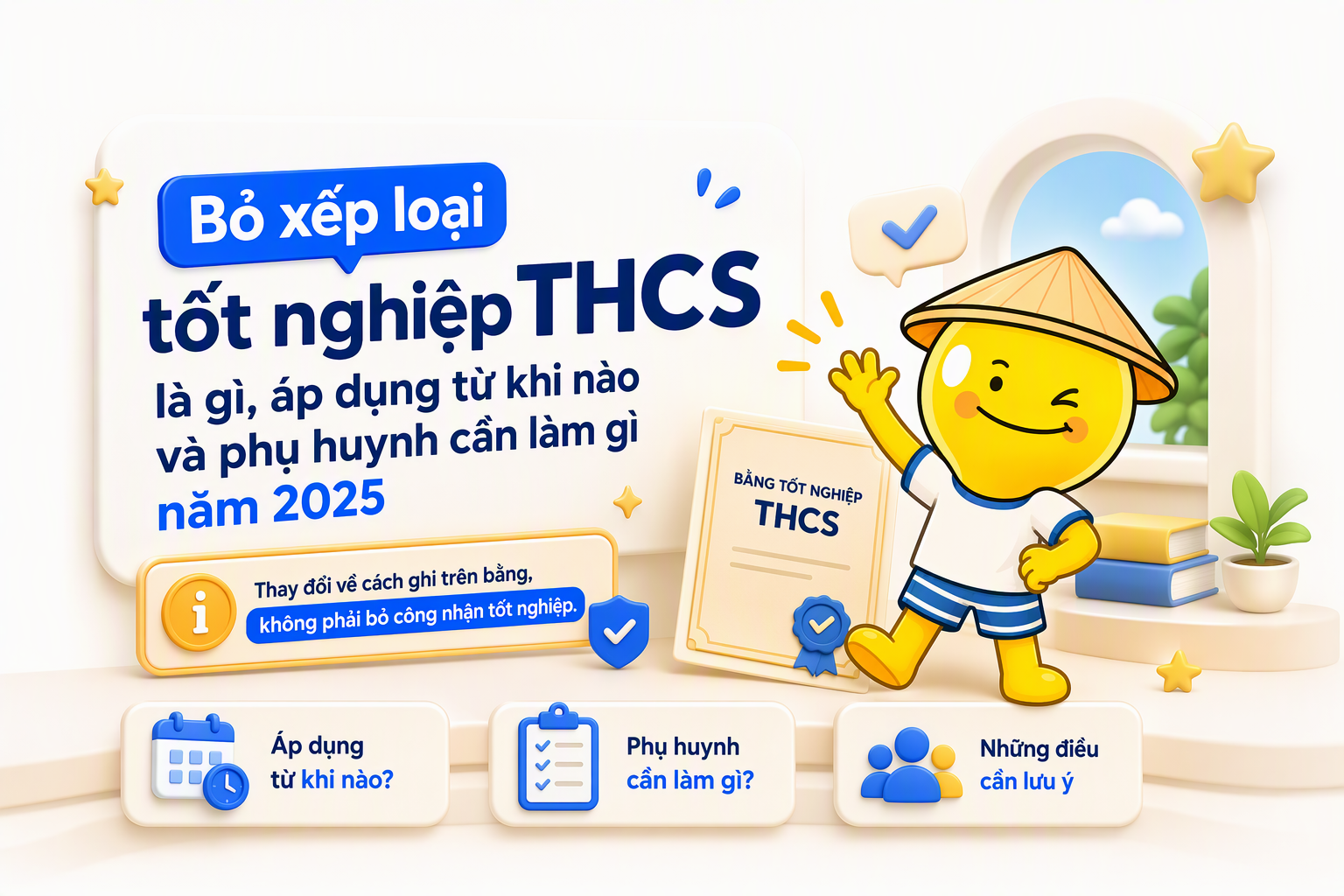 Minh họa bỏ xếp loại tốt nghiệp THCS trên văn bằng