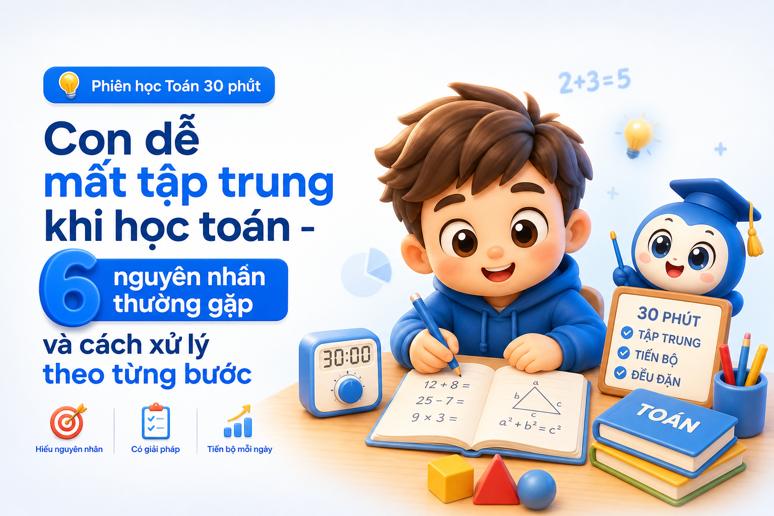 Bố mẹ kèm con học Toán theo phiên ngắn 30 phút mỗi ngày