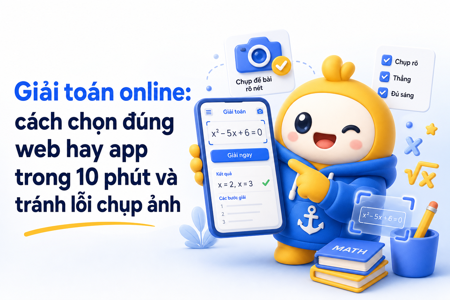 Checklist chụp ảnh giảm lỗi OCR khi giải toán online