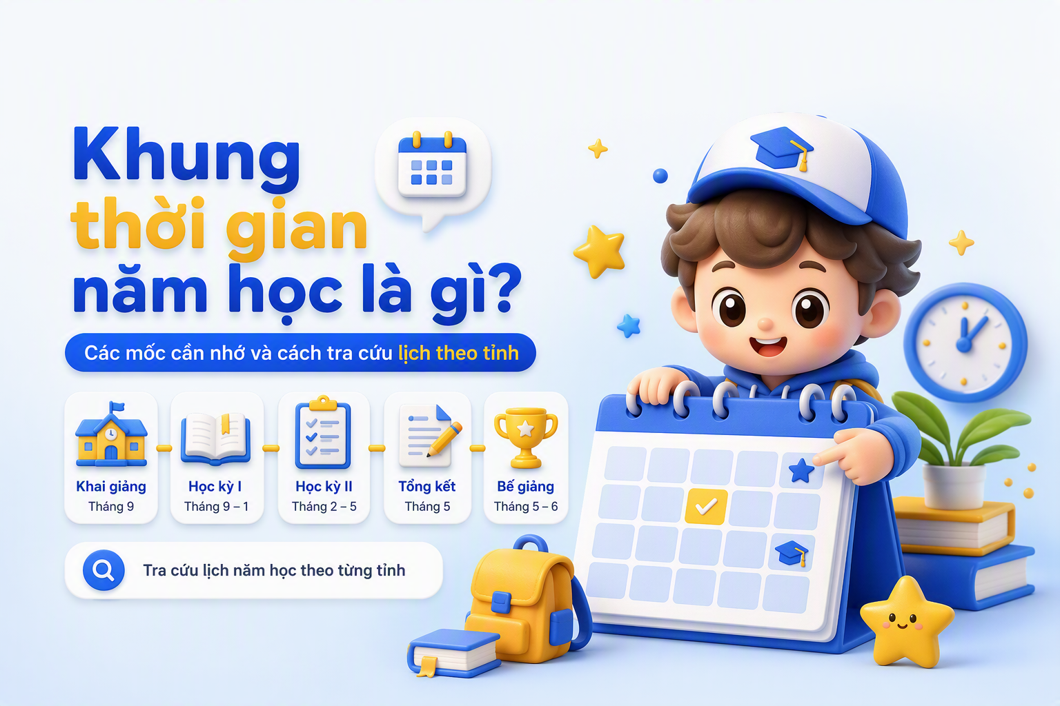 Timeline các mốc khung thời gian năm học để phụ huynh dễ tra cứu