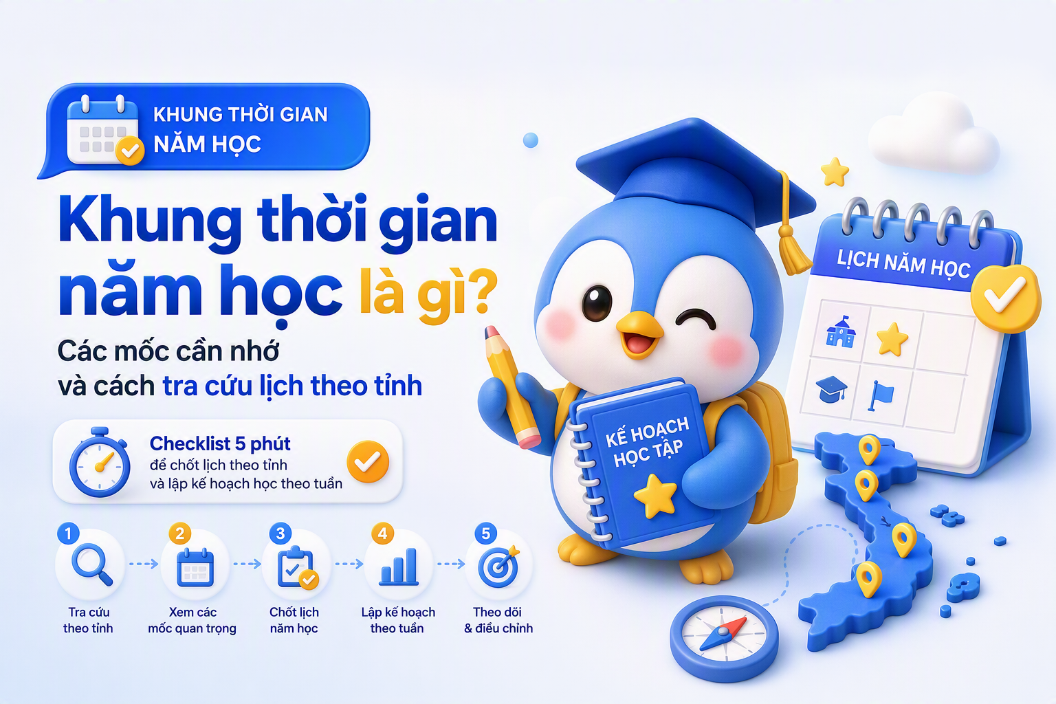 Checklist tra cứu lịch năm học theo tỉnh và chuyển thành kế hoạch học theo tuần