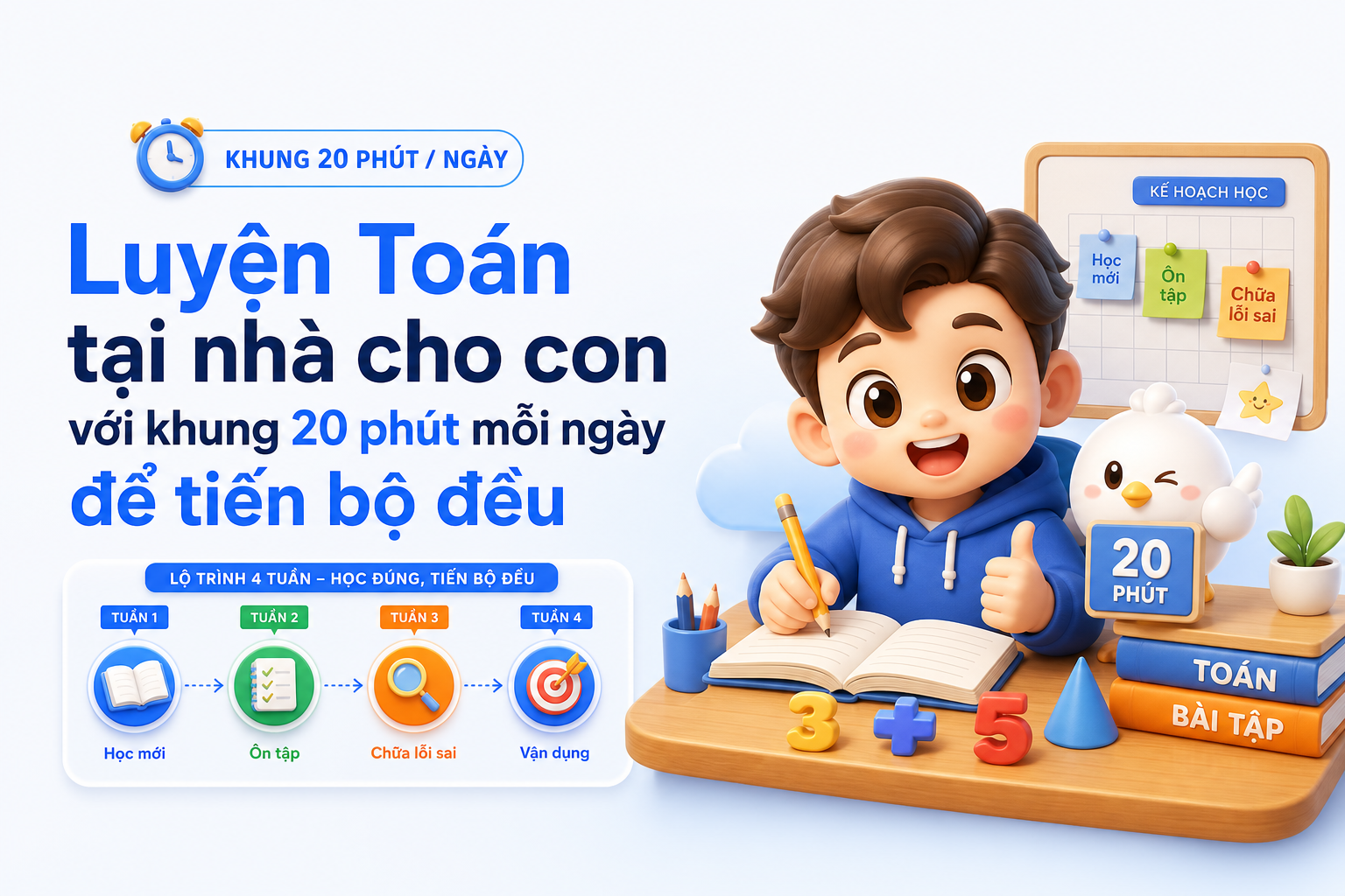 Lộ trình 4 tuần luyện Toán tại nhà và nhật ký lỗi sai