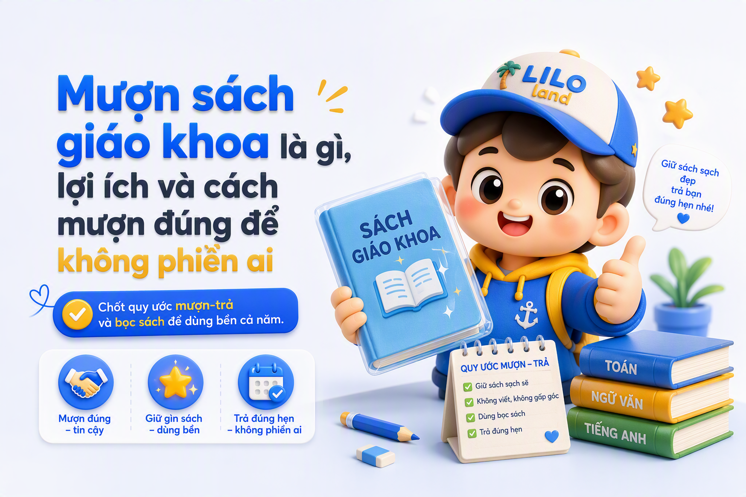 Checklist mượn-trả và cách bọc sách khi mượn sách giáo khoa