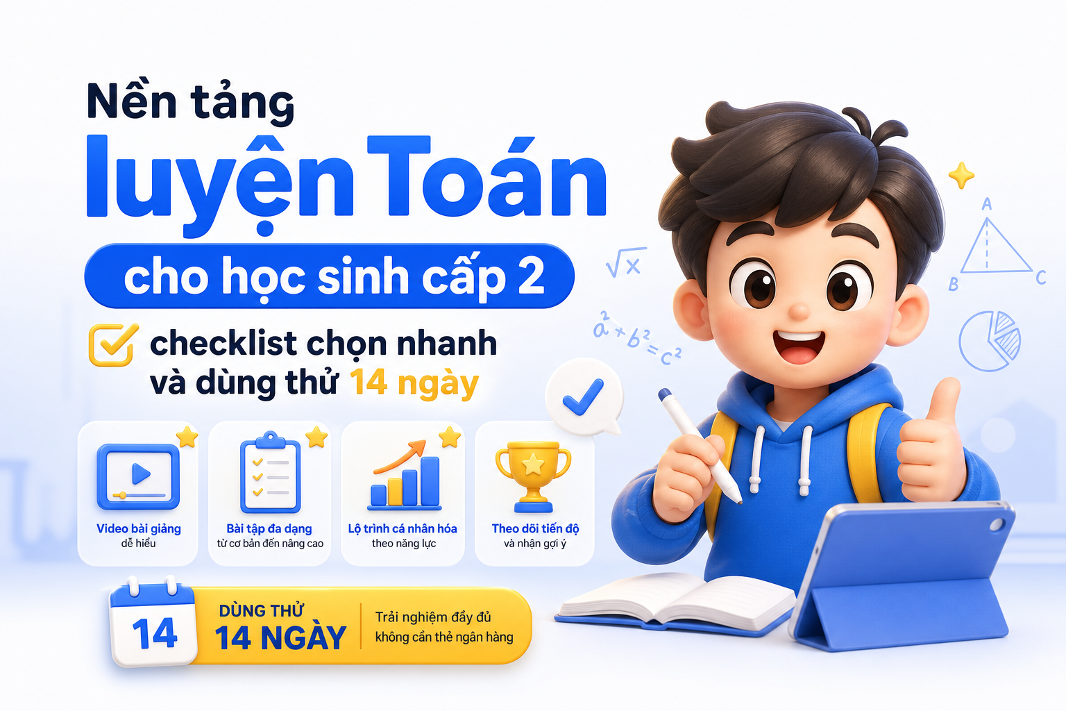 Bảng so sánh nhanh các lựa chọn nền tảng luyện Toán cho học sinh cấp 2