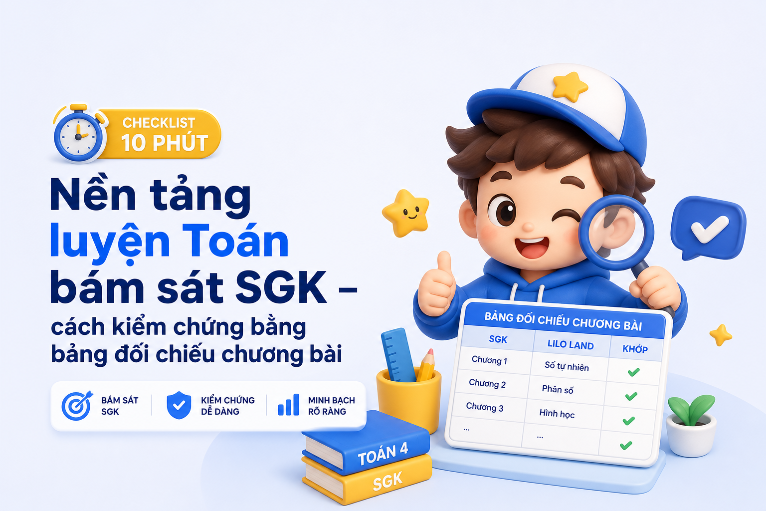 Checklist chọn nền tảng luyện Toán bám sát SGK theo chương bài
