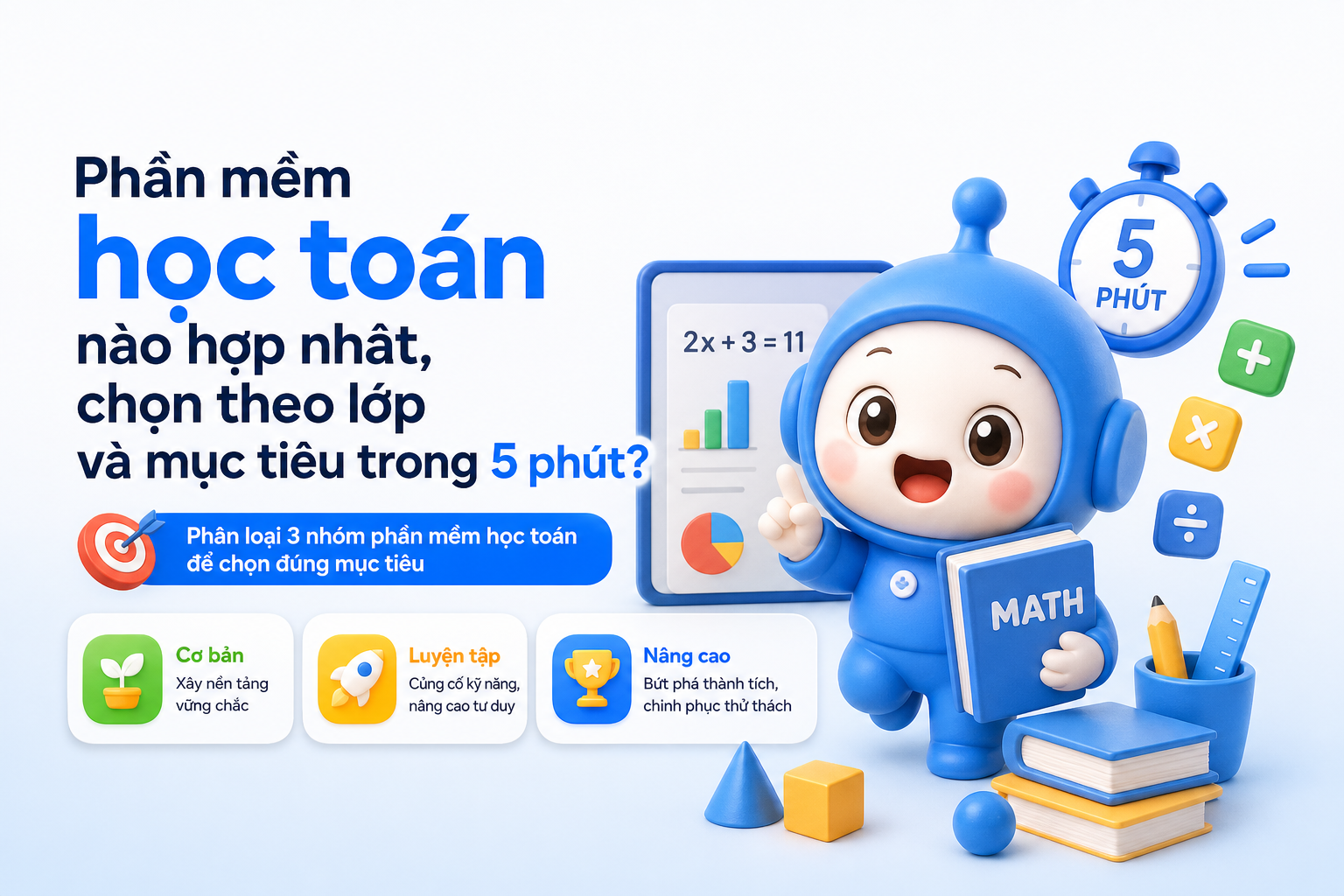 Bảng phân loại phần mềm học toán theo nhóm và mục tiêu học