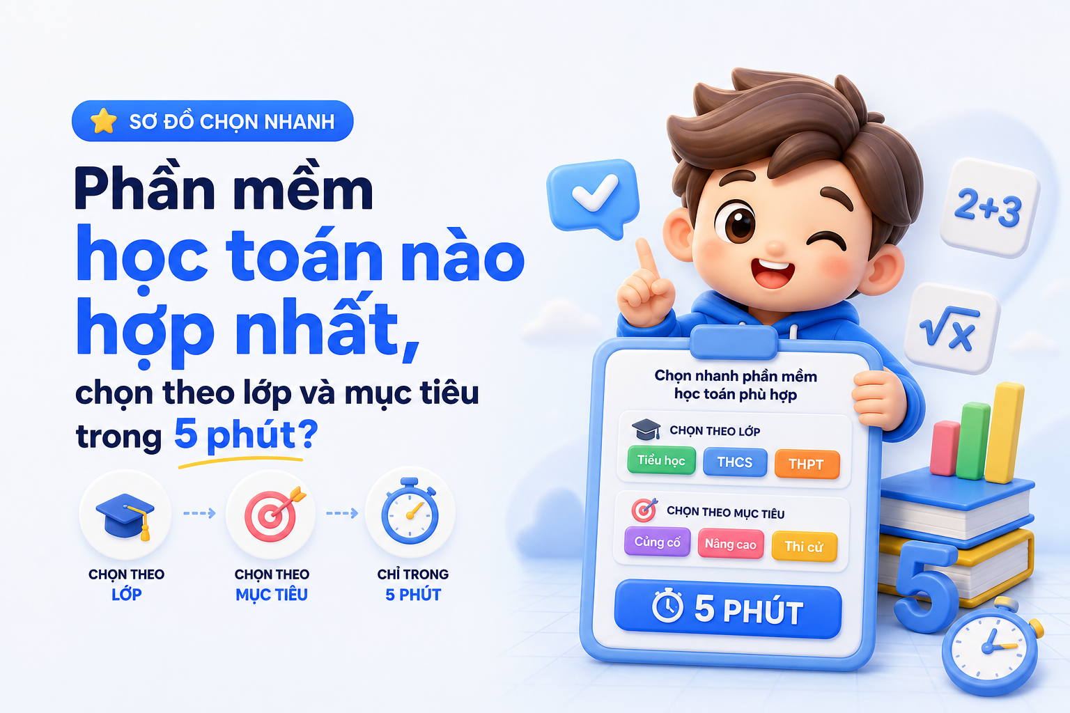 Sơ đồ chọn phần mềm học toán theo lớp mầm non 1-5 6-9