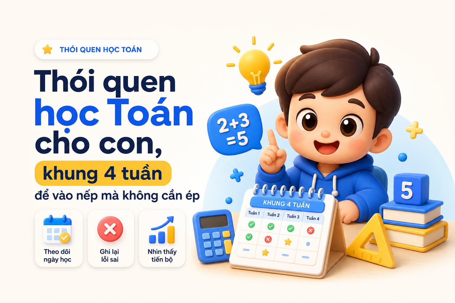 Template habit tracker và sổ lỗi sai để duy trì thói quen học Toán