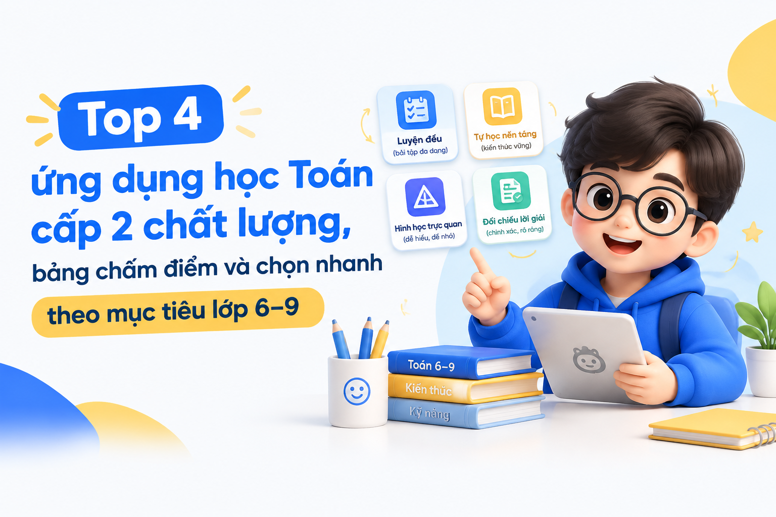 So sánh nhanh top 4 ứng dụng học Toán cấp 2 chất lượng theo nhu cầu