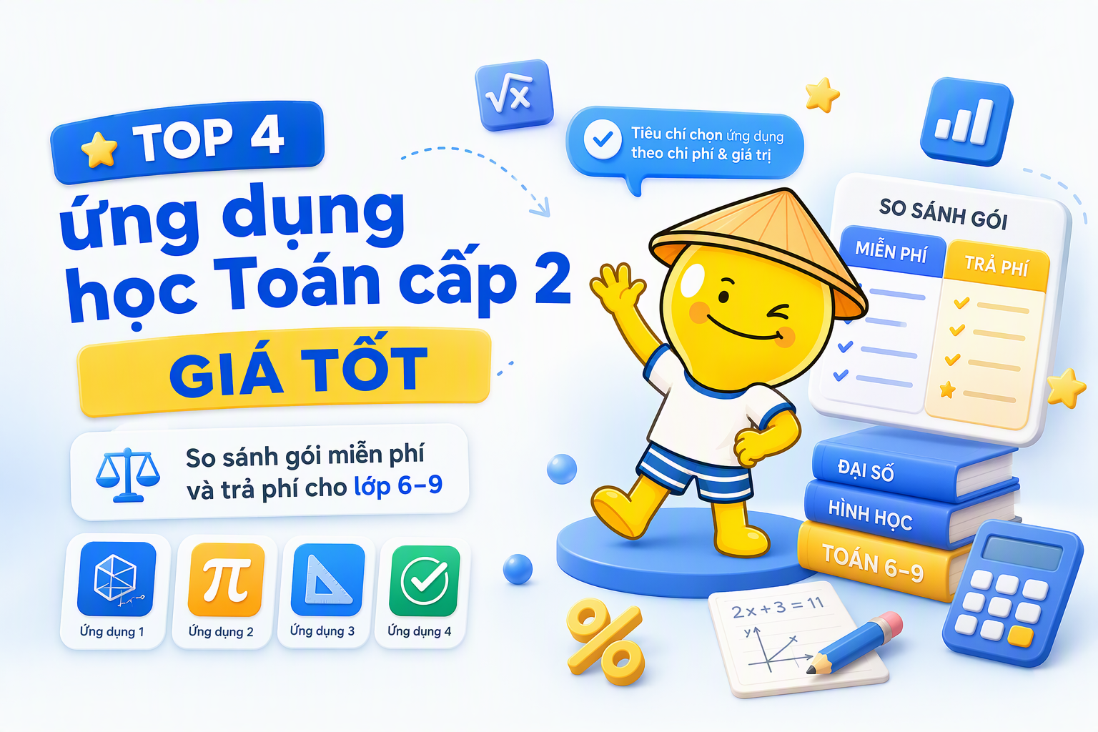 So sánh tiêu chí chọn app học Toán cấp 2 giá tốt cho lớp 6-9