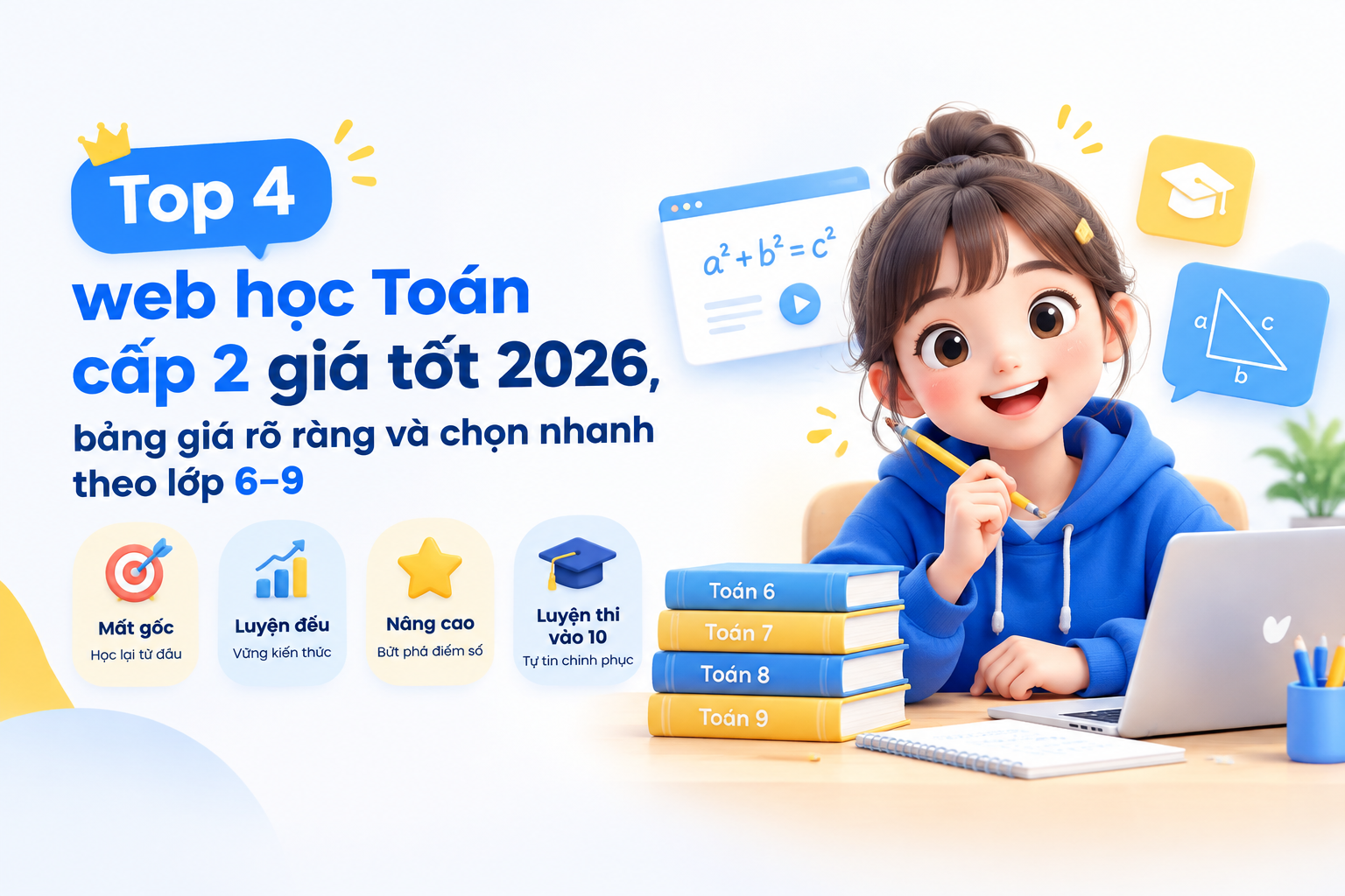 So sánh nhanh top 4 web học Toán cấp 2 giá tốt theo nhu cầu