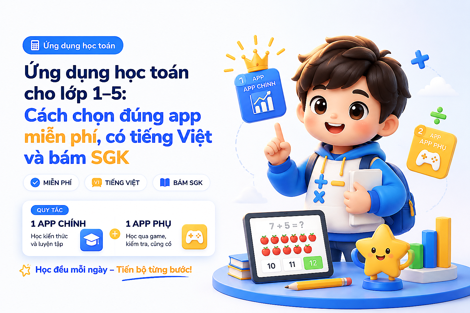 Sơ đồ chọn ứng dụng học toán theo nhu cầu học của trẻ