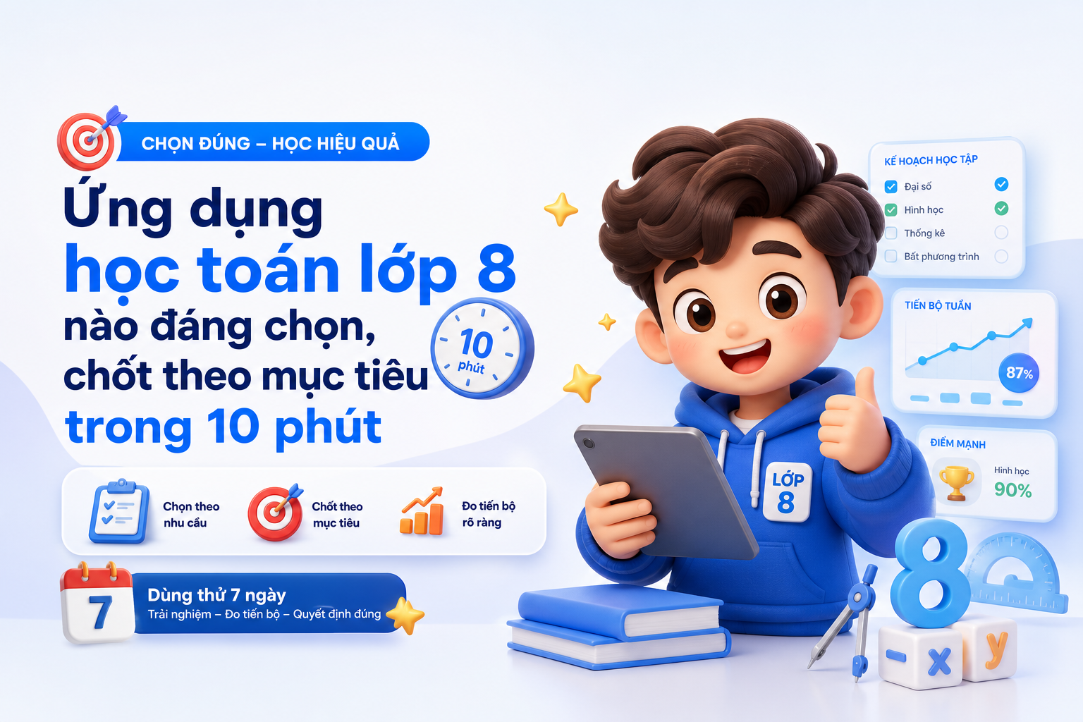So sánh nhóm ứng dụng học toán lớp 8 và kịch bản dùng thử 7 ngày