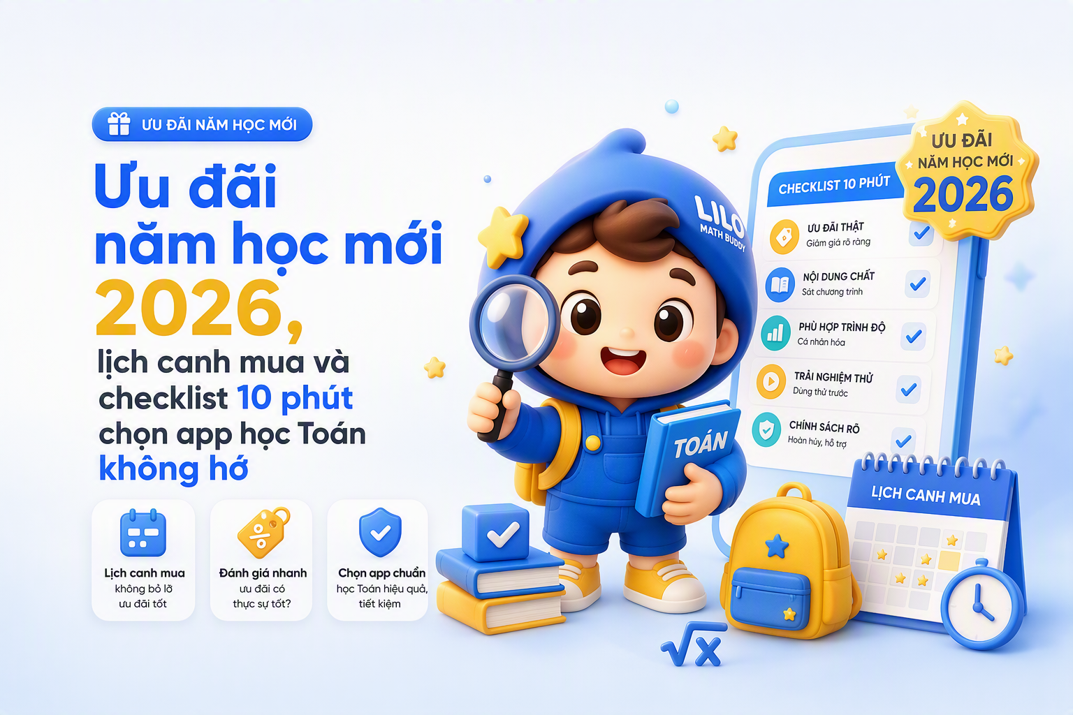 Checklist săn ưu đãi năm học mới khi chọn app học Toán